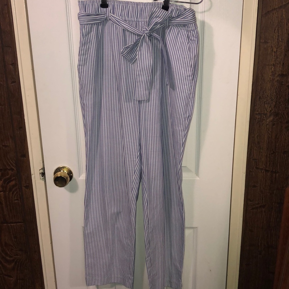 Zara Pinned Stripe Blue & White Pants